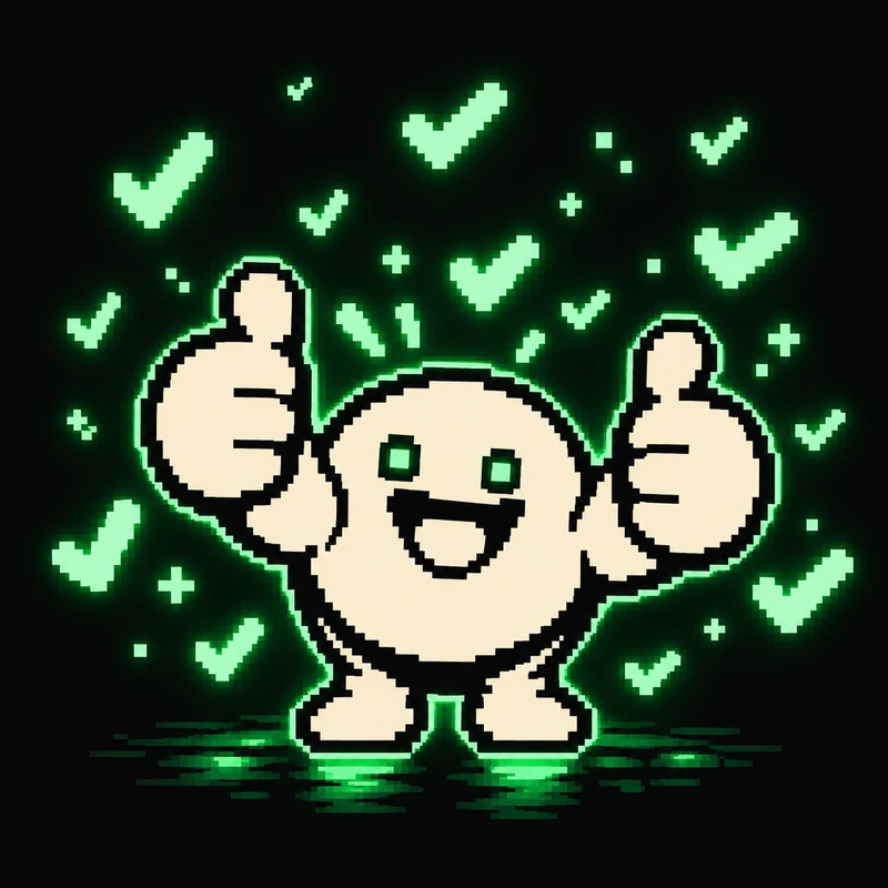 The agent with both thumbs up inside a storm of green check marks